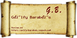 Gálfy Barabás névjegykártya